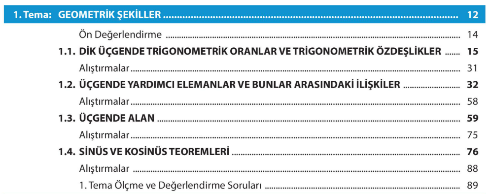 Türkçe Kitap İçindekiler